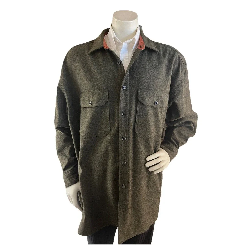 VTG Banana Republic Wool Blend CPO Shirt Jacket XL Olive Green Portugal Lined